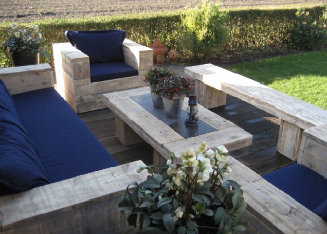 Steigerhouten tuinset