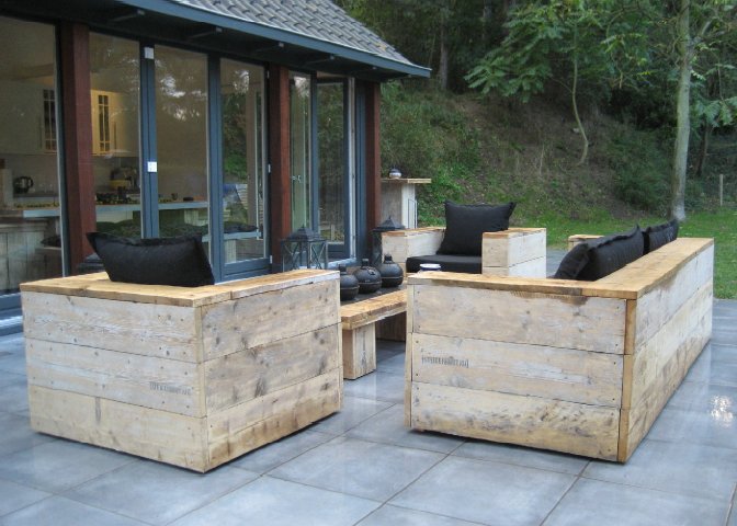 Steigerhouten tuinset