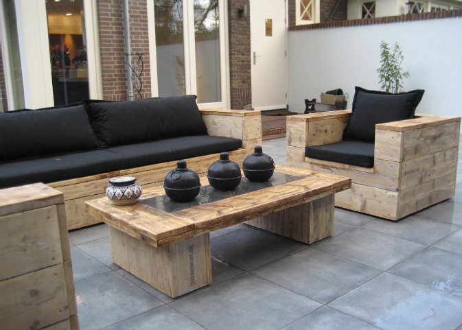 Steigerhouten tuinset